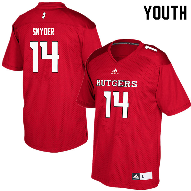 Youth #14 Cole Snyder Rutgers Scarlet Knights College Football Jerseys Sale-Red